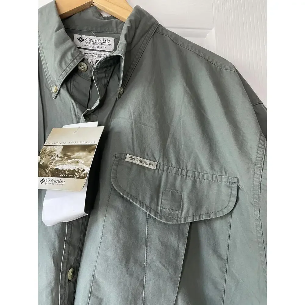 Columbia Men’s Green Button Down Short Sleeve Shirt Size XL - Picture 2 of 9